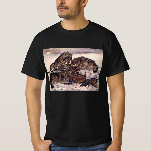 Camiseta Lobos por Winifred Austen, Animales Salvajes Antig (Anverso)