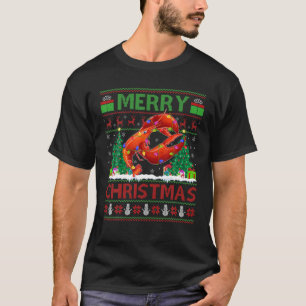 Camiseta Lobster Fish Lover Xmas Iluminando Fea Lobster Chr