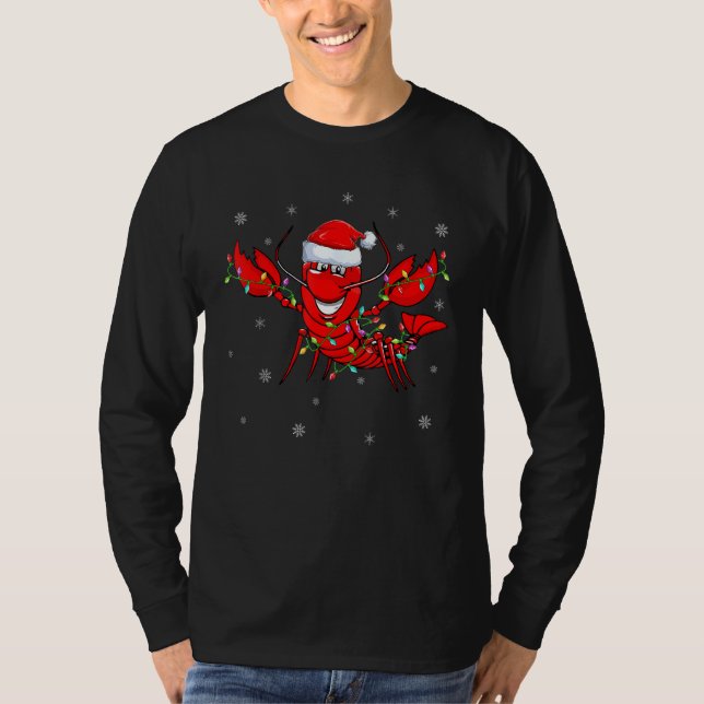 Camiseta Lobster Fish Xmas Gorra de renos Iluminador Lobste (Anverso)