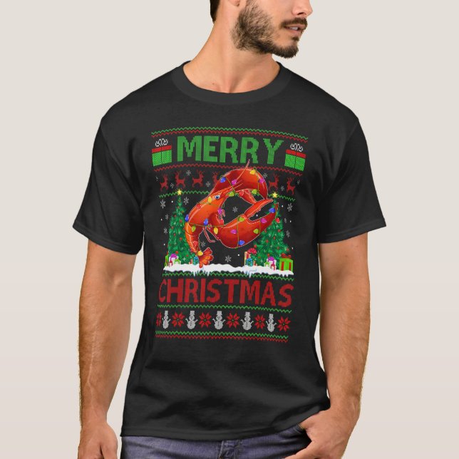 Camiseta Lobster Fish   Xmas Tree Ugly Santa Lobster Christ (Anverso)