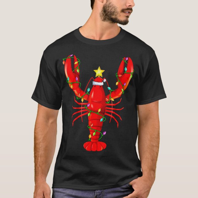 Camiseta Lobster Lighting Xmas Tree Matching Lobster Christ (Anverso)