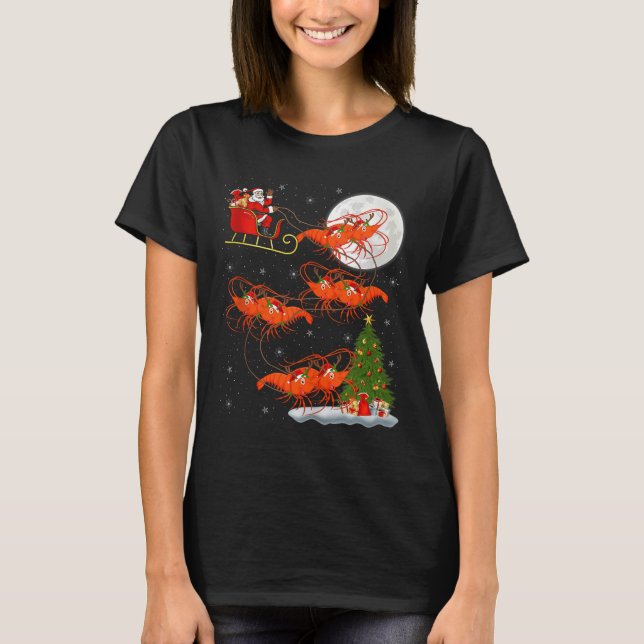 Camiseta Lobster Shrimp Santa Sleigh Flying Funny Magical C (Anverso)