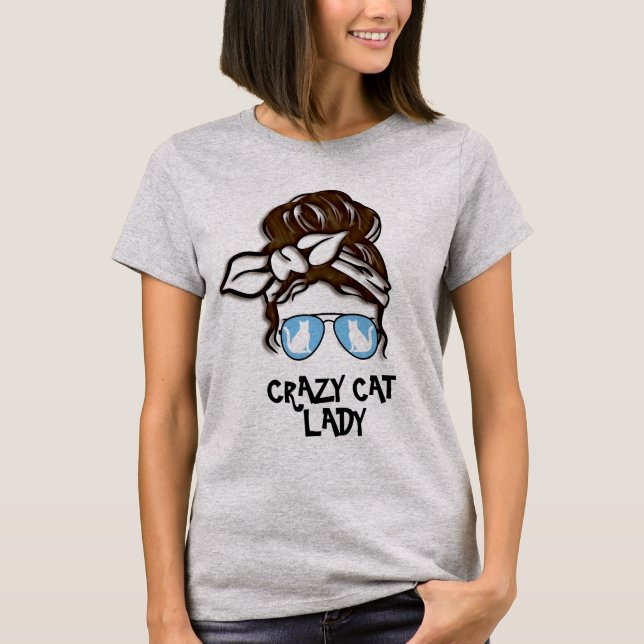 Camiseta Loca dama de gato Tee, bonitas y elegantes mamás d (Anverso)