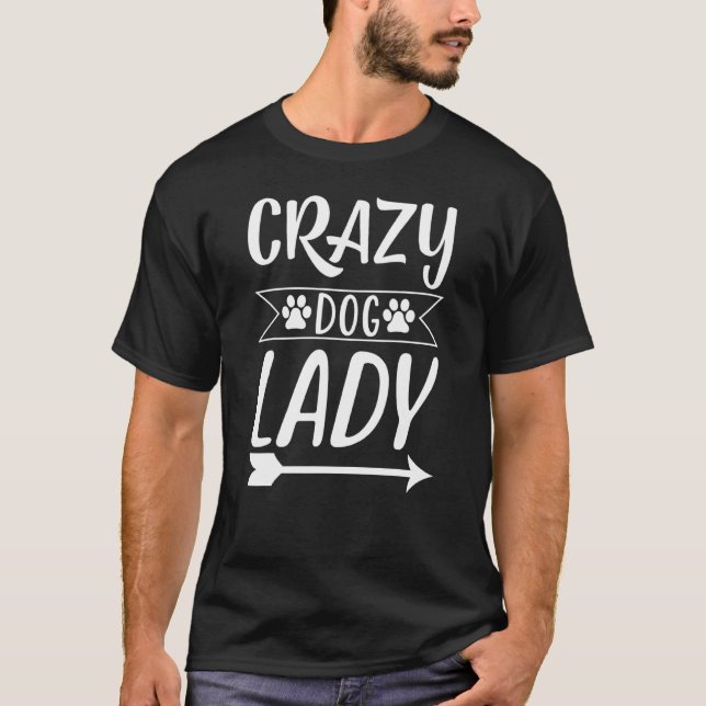 Camiseta Loca Dama de Perro Paws Los Cachorros Adoptan Resc (Anverso)