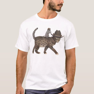 Camiseta loca de gato vaquero Meowdy gato y ratón 