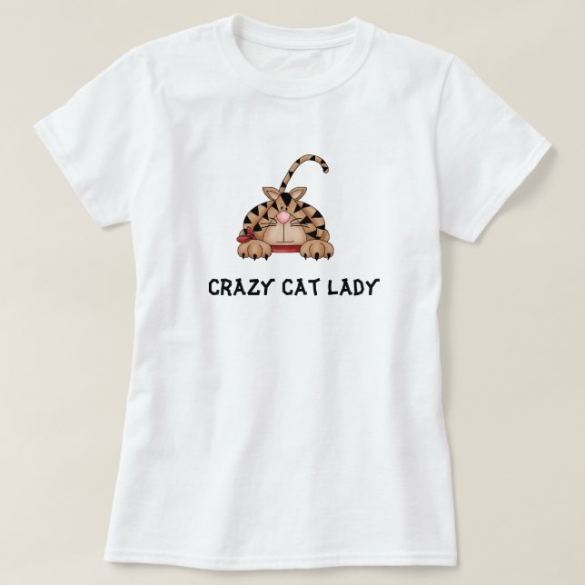 Camiseta loca de la señora del gato (Diseño del anverso)