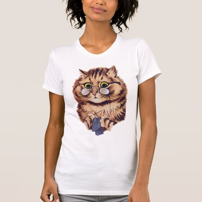 Camiseta loca del gato que hace punto (Anverso)