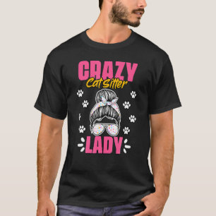 Camiseta Loca Gato Dama Animal Sentando Humor Para Un Sitio