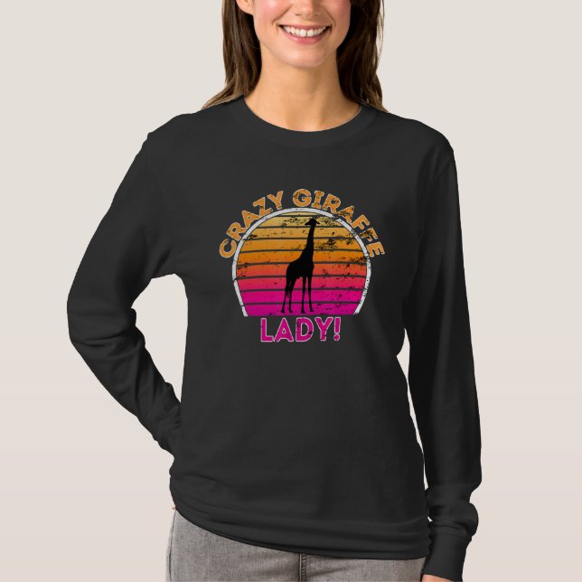 Camiseta Loca Giraffe Lady Funny Retro Giraffe (Anverso)