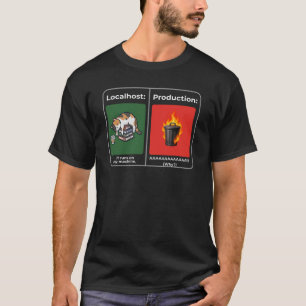 Camiseta Localhost vs Producción Desastre Total Desarrollad