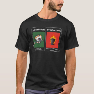 Camiseta Localhost vs Producción Desastre Total Desarrollad