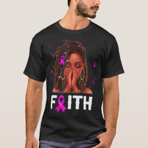 Camiseta Loc'd Hair Black Woman Faith Breth Cancer