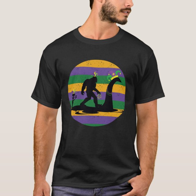 Camiseta Loch Ness Big Foot Alien De Nuevo Funny Mardi Gr (Anverso)