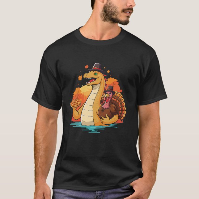 Camiseta Loch Ness pizza turkey pizza gracias otoño Ness (Anverso)