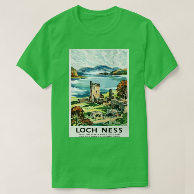 Camiseta Loch Ness vintage travel poster (Diseño del anverso)
