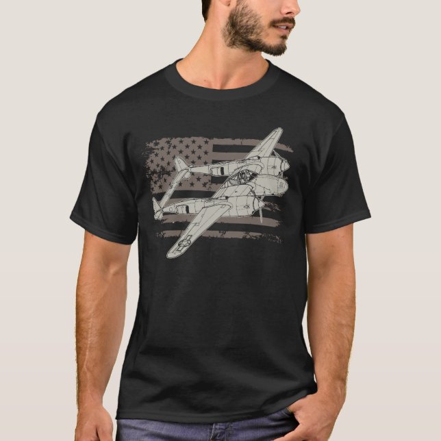 Camiseta Lockheed P-38 American Fighter Plane (Anverso)