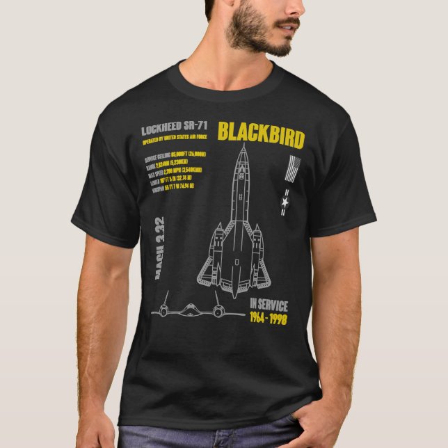 Camiseta Lockheed SR-71 Avión militar Blackbird Classic (Anverso)