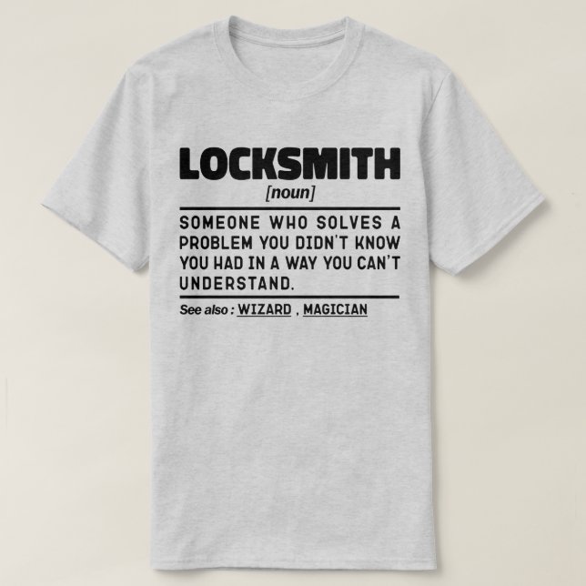 Camiseta Locksmith Noun Certified Lock Reparer Technier (Diseño del anverso)