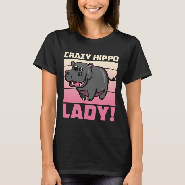 Camiseta Loco Hippo Lady - Gracioso Retro Hippo Shirt (Anverso)