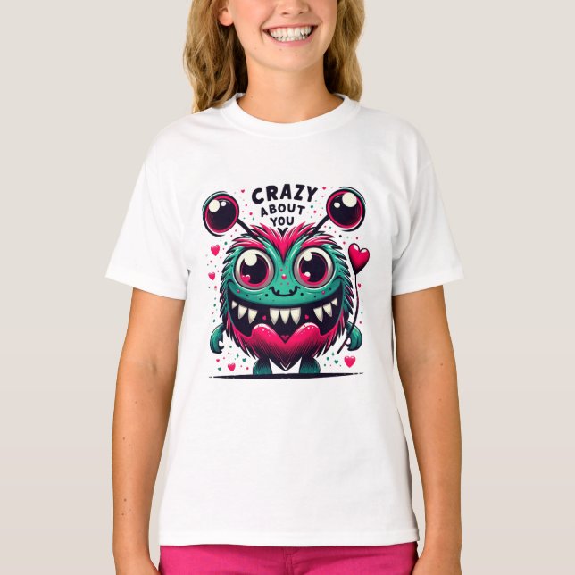 Camiseta Loco por ti Monstruos del Día de San Valentín (Anverso)