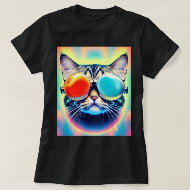 Camiseta Loco Psicodelauta Kitty Cat Blanco (Diseño del anverso)