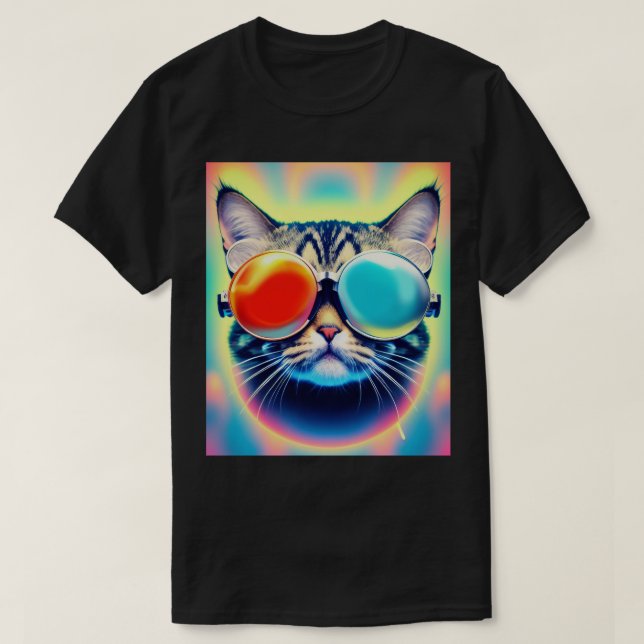 Camiseta Loco Psicodelauta Kitty Cat Blanco (Diseño del anverso)