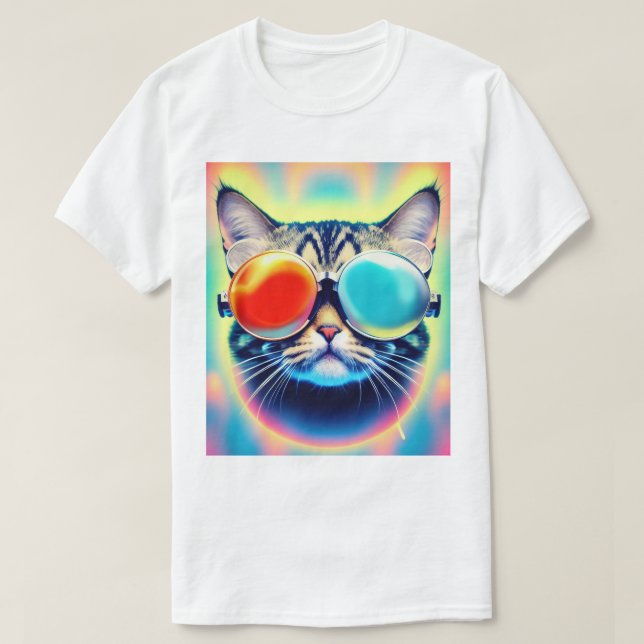 Camiseta Loco Psicodelauta Kitty Cat Blanco (Diseño del anverso)