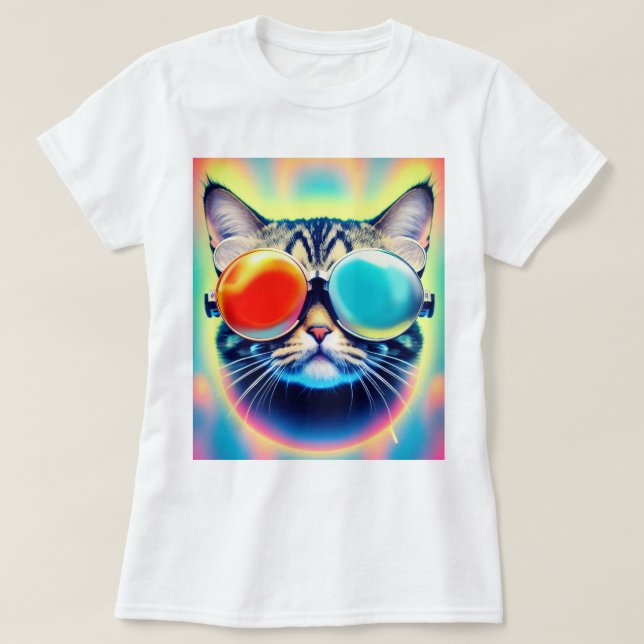 Camiseta Loco Psicodelauta Kitty Cat Blanco (Diseño del anverso)