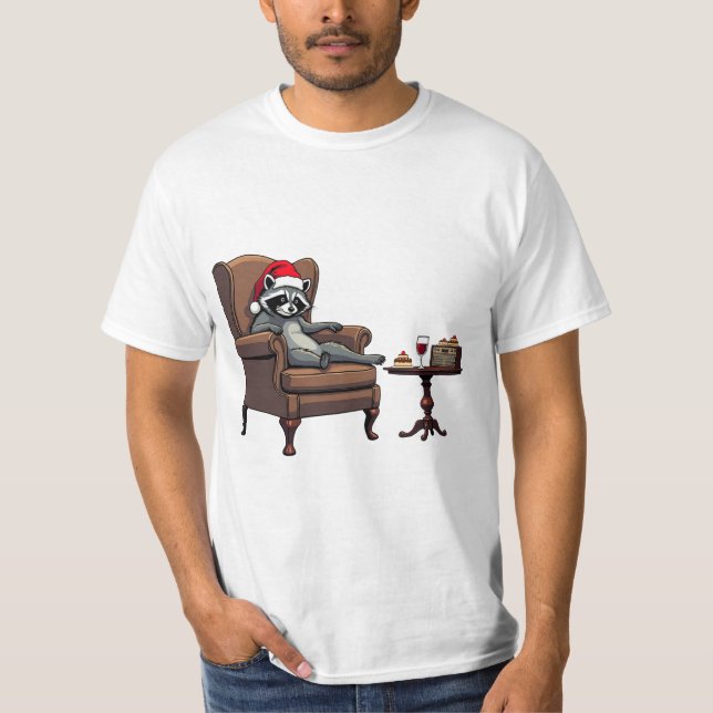 Camiseta Loco raquicón sentado en una silla Vino y pasteles (Anverso)