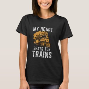Camiseta Locomotora De Vapor Mi Corazón Gana Para Trenes Tr