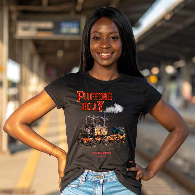 Camiseta Locomotora de vapor Puffing Billy en inglés (Puffing Billy Steam Train English Locomotive. Womens Basic T-Shirt)