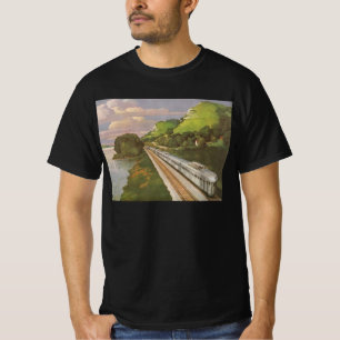 Camiseta Locomotora vintage en el campo, vacaciones en tren