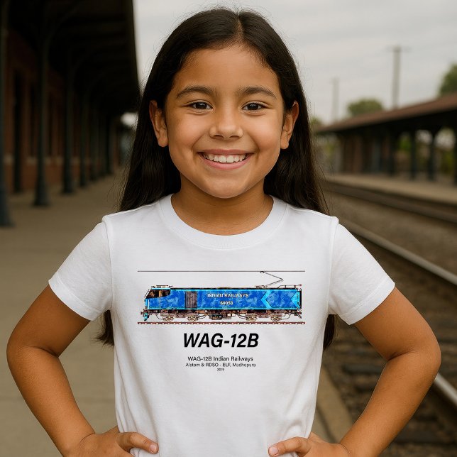 Camiseta Locomotora WAG-12B. Ferrocarril de la India (WAG-12B Locomotive. Indian Railways freight train. Girl Basic T-Shirt)