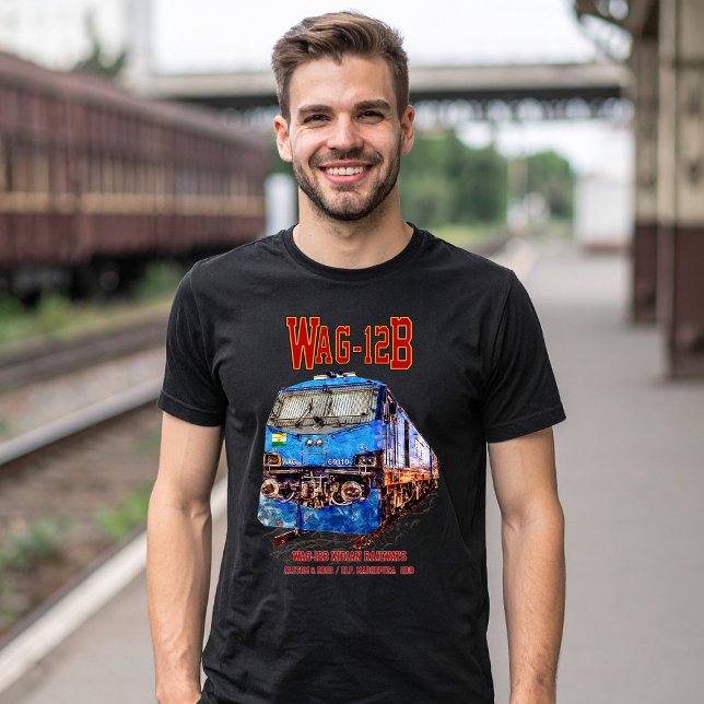 Camiseta Locomotora WAG-12B. Ferrocarril de la India (WAG-12B Locomotive. Indian Railways freight Train. Mens Basic T-Shirt)
