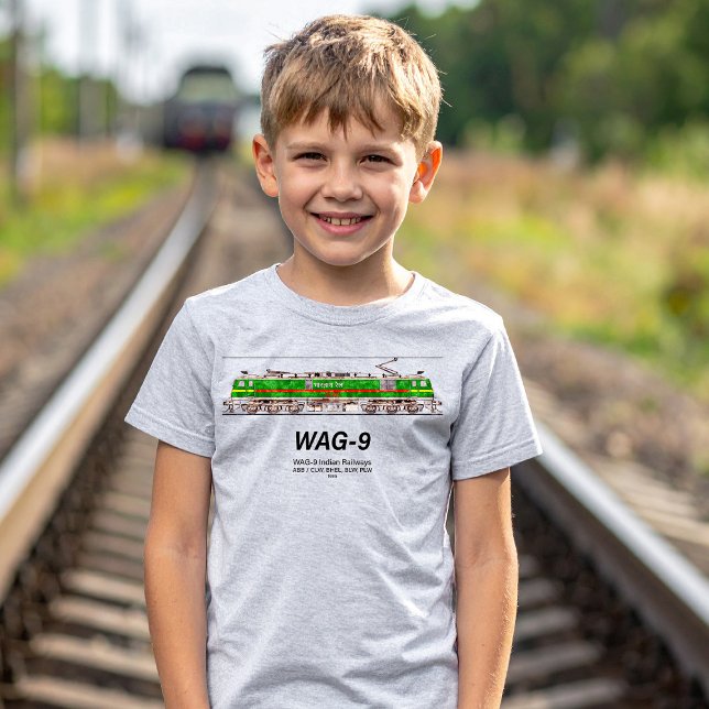 Camiseta Locomotora WAG-9. Ferrocarril de la India (WAG-9 Locomotive. Indian Railways freight train. Boy Basic T-Shirt)
