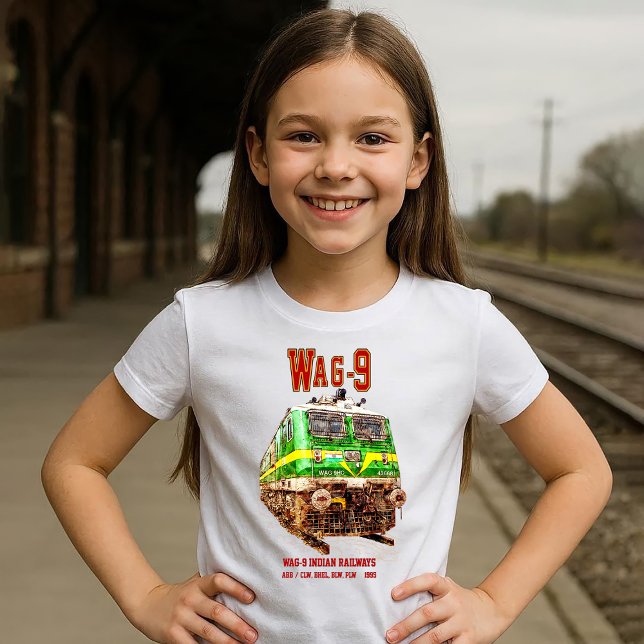 Camiseta Locomotora WAG-9. Tren de carga de Indian Railways (WAG-9 Locomotive. Indian Railways freight train. Girl Basic T-Shirt)