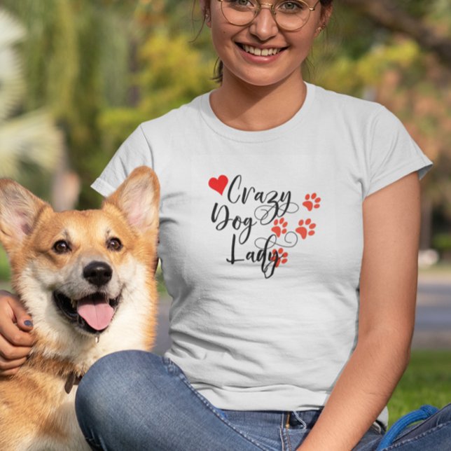 Camiseta Locos Corazones De Huellas De Perro Dama (Subido por el creador)