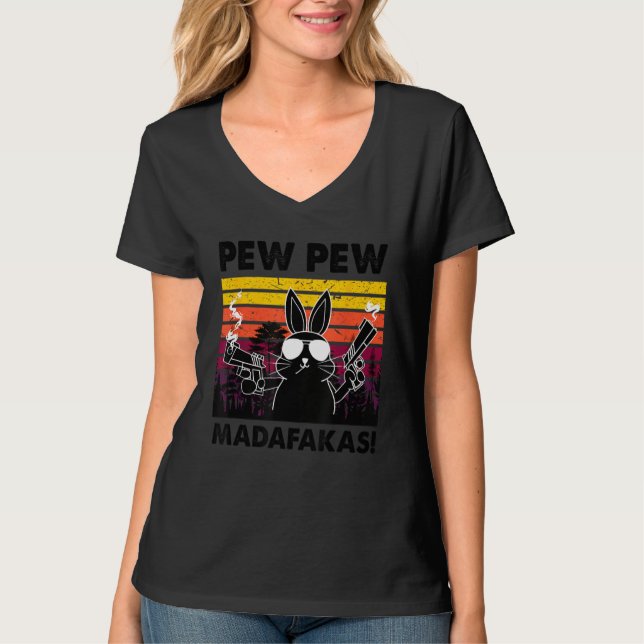 Camiseta Locos hombres conejitos Pew Pew Madafakas (Anverso)