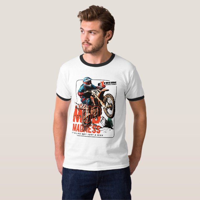 Camiseta Locura de barro | Ringer masculino (Anverso completo)