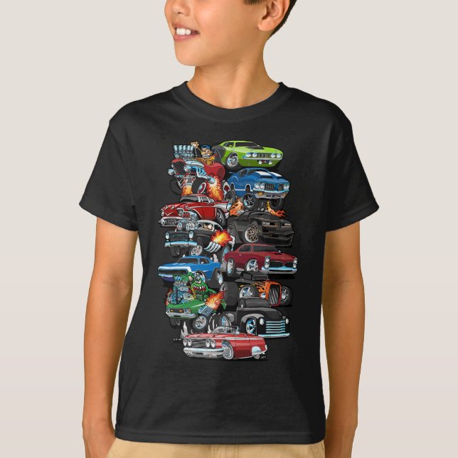 Camiseta ¡Locura de coche! Coches musculares, autos clásico (Anverso)