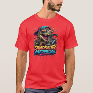 Camiseta Locura de dinosaurios: gráfico de T-Rex fiestero