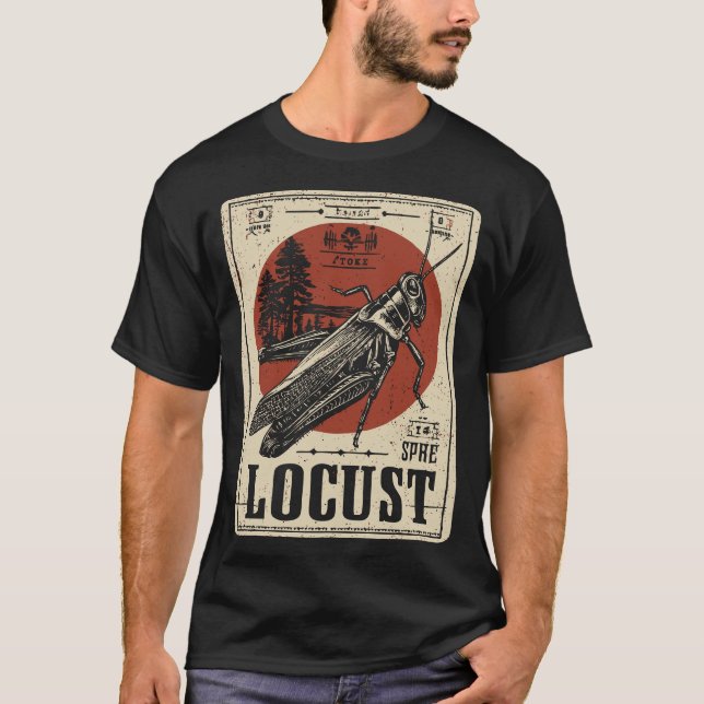 Camiseta Locust de Bloque de madera de época | Retrato de i (Anverso)