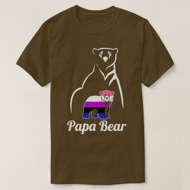 Camiseta Locutor de género LGBT Papa Oso Bandera del Orgull (Diseño del anverso)