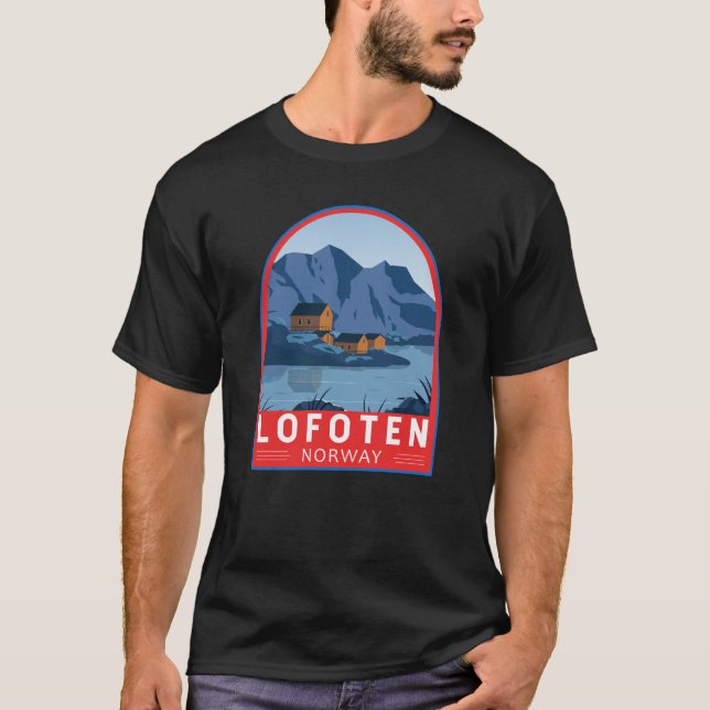 Camiseta Lofoten Noruega Viaje Arte de época (Anverso)