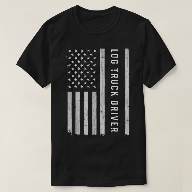 Camiseta Log Truck Driver USA Flag Patriotic  (Diseño del anverso)