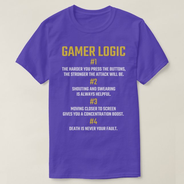 Camiseta Lógica de gamer para el ventilador del videojuego  (Diseño del anverso)