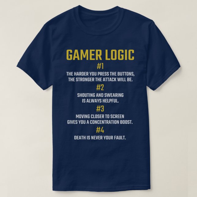 Camiseta Lógica de gamer para el ventilador del videojuego  (Diseño del anverso)