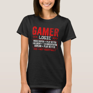 Camiseta Lógica de jugador  Presionar grito inclinado  Jueg