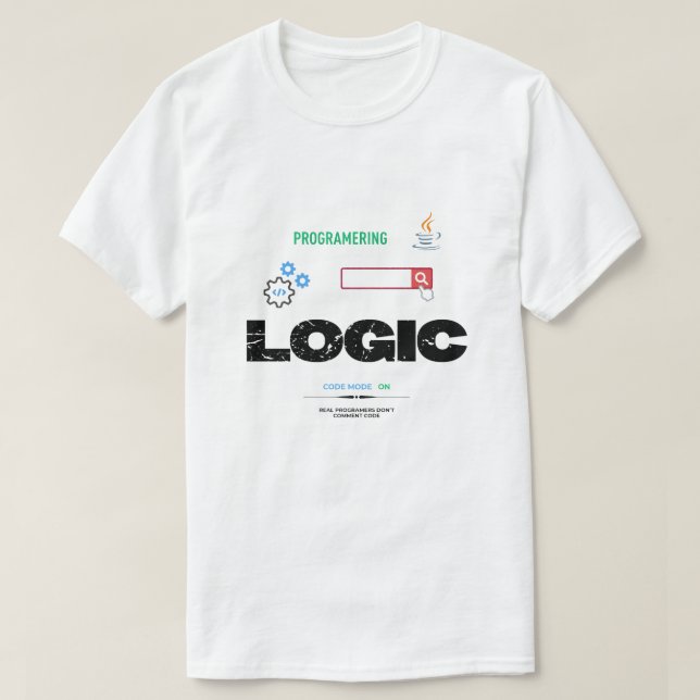 Camiseta Lógica Divertida Código Modo Activado Programación (Diseño del anverso)