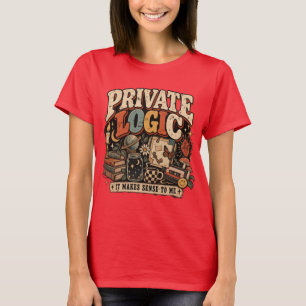Camiseta Lógica Privada Diseño Divertido Retro Vintage